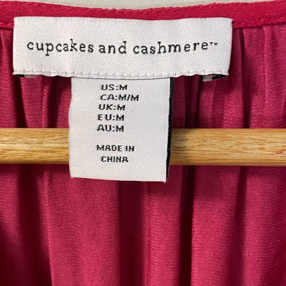 NWOT Cupcakes and Cashmere Red Satin Blouse with Long Sleeves - Picture 4 of 13